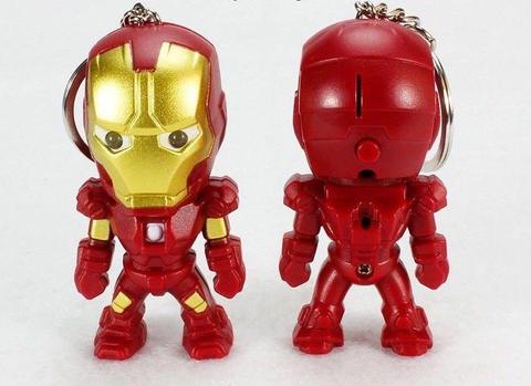 Avengers Iron Man LED Flashlight Toy with sound keychain