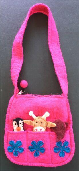 Felted finger puppets and handbag - made in Nepal