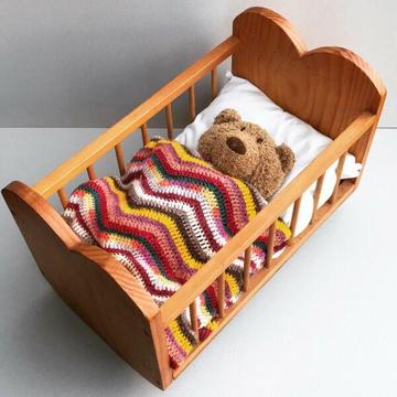 Handmade wooden children's toy or doll rocking cradle/crib