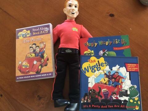 WIGGLES SINGING TALKING DOLL CD AND BOOKS BULK LOT