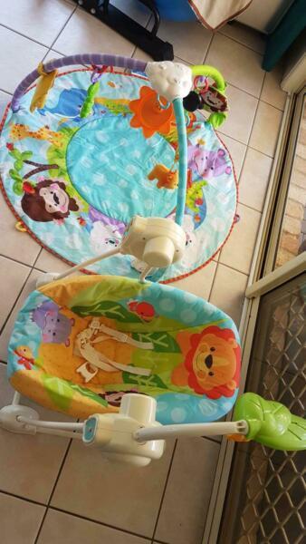 Baby rocker swing and activity play mat