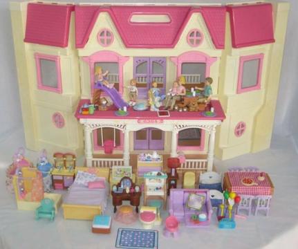 FISHER PRICE LOVING FAMILY DREAM DOLL HOUSE LARGE SET EXC COND