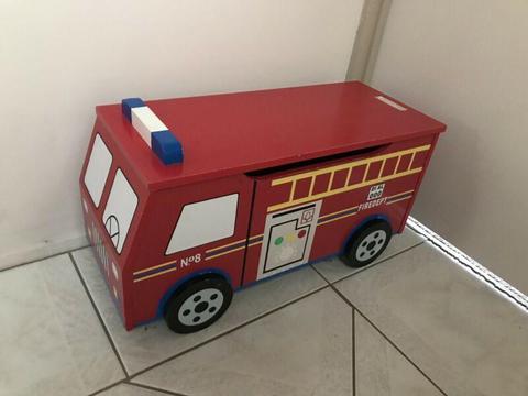 Fire engine wooden toy box