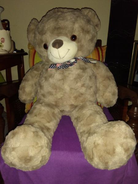 Toy Plush Teddy Bear LARGE Snuggle Buddy Soft To Touch Wit Ribbon