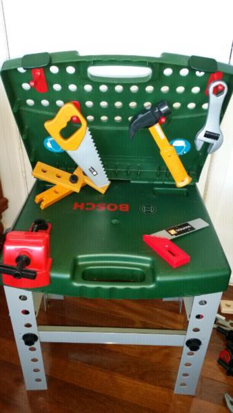 Bosch work bench, Fisher Price building and lots of accessories