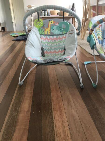 Almost new baby bouncer - bright starts
