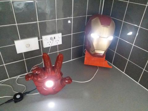 Wall desk door mounted USB sensor Light Iron man hand and face