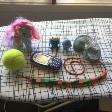 Toy bundle (my little pony, beads, slinky)