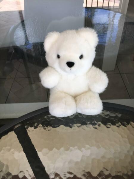White Teddy Bear Soft Stuffed Toy w Gift Pouch Pocket Tooth Fairy