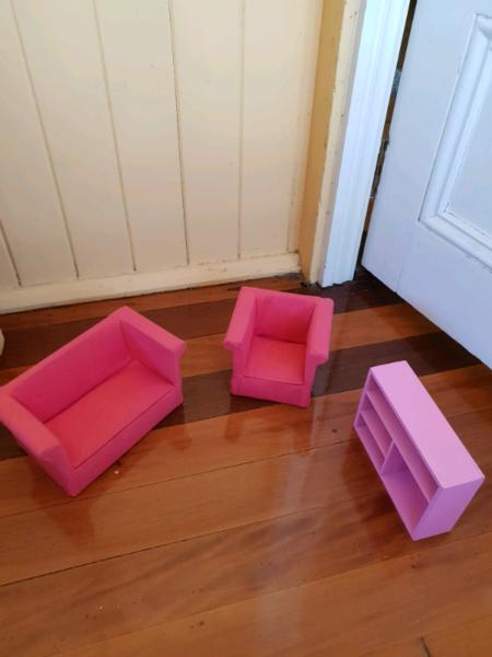 barbie Sofa, 2 seaters, 1 seater and chest