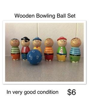 Wooden Bowling Ball Set