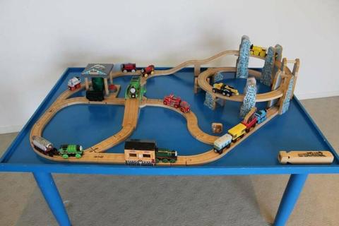 Genuine Thomas the Tank Trains and Tracks on Homemade Table