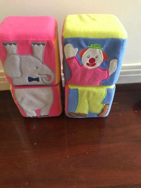 Set of 4 soft fabric baby blocks