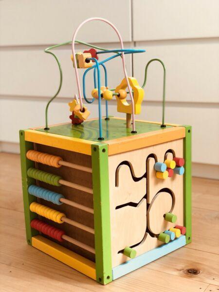 Kids Wooden Educational Toy Wire Bead Box