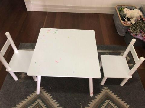 Kmart kids white table & 2 chairs