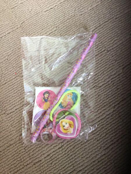 Girls party gift pack (pencil, stickers, hair bands, eraser, ring)