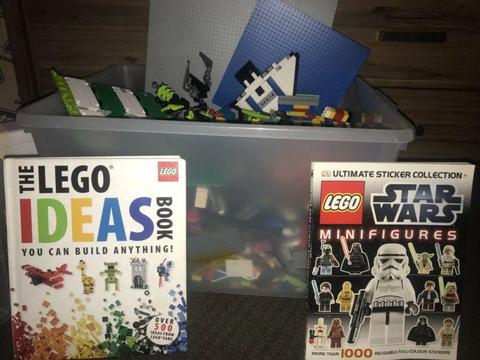 BULK LEGO TUB with Lego Ideas book and Star Wars Lego sticker boo
