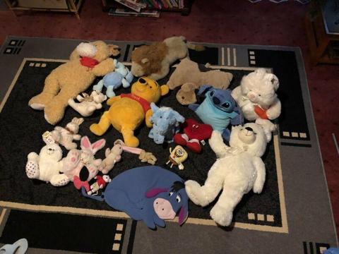 Assorted soft stuffed toys teddy bears