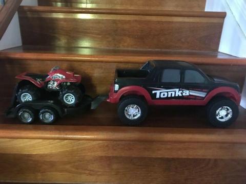 Tonka truck and trailer with ATV