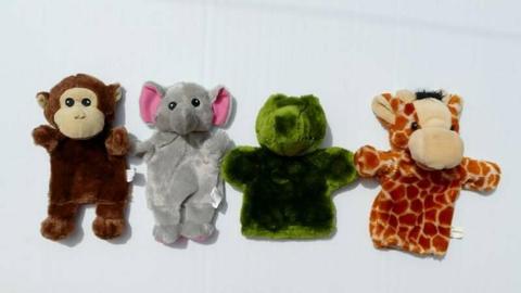 Hand puppets - monkey, elephant giraffe, crocodile