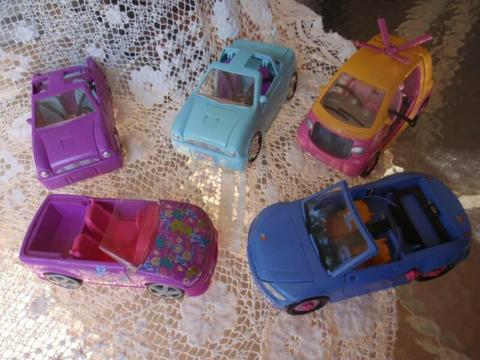 5 ASSORTED POLLY POCKET CARS MINOR PARTS MISSING IN WORKING ORDER