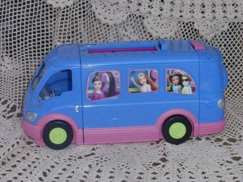 POLLY POCKET BLUE PARTY BUS ROCK N ROLL VAN COMPLETE VGC