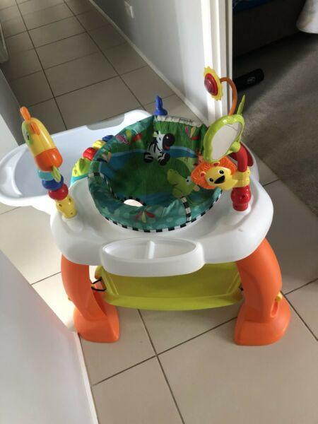 Activity center, baby bath and walker