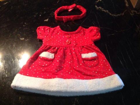 Baby red Christmas dress with head band