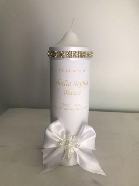 White and Gold Christening candle