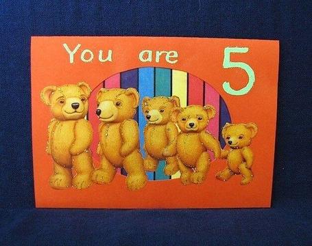 'You Are 5' Child's Birthday Card with Five Bears