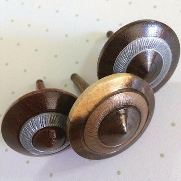 Three 'Argentea' Hand Turned Spinning Tops (Items A 097 a, b & c)