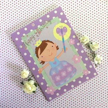 Cute Little 'Princess' Mauve and White Polka Dot Birthday Card