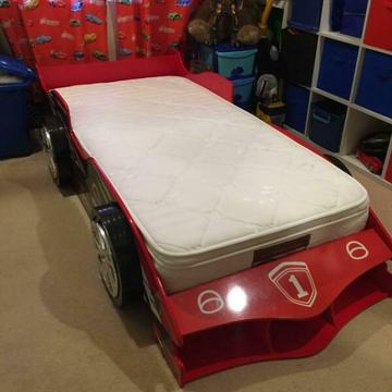 F1 Luxury Kids Race Car Bed & Eurotop Mattress