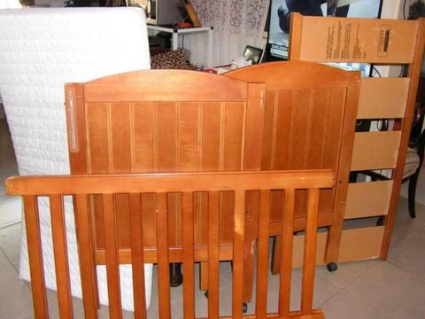 A Flinders Child Care Solid Wooden Cot Anti SIDS Matt VGC