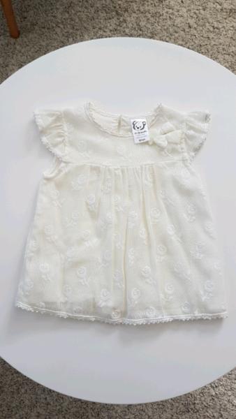 Vintage style baby girl top (cream, size 12-18months)