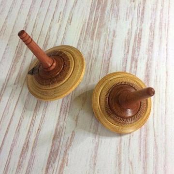 Two Hand Turned 'Dead Finish' Spinning Tops (Items DF 089 a & b)