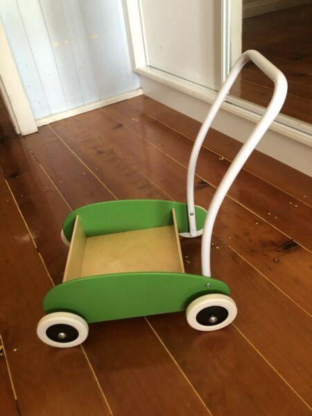 Green push cart (Ikea Mula Toddle Truck)