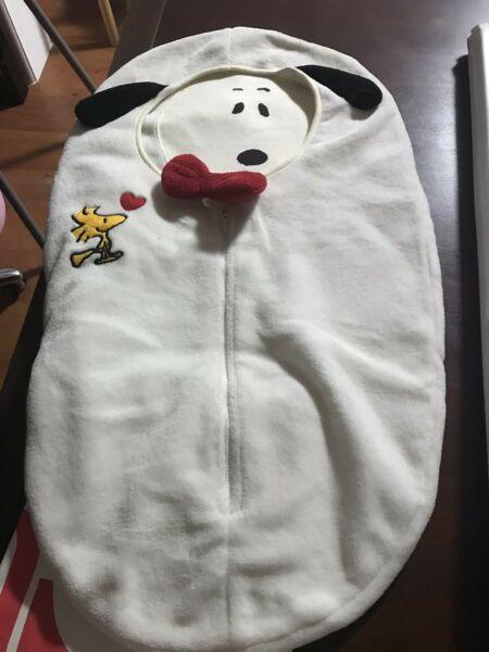 Baby goods, snoopy baby wrap, baby hat, nappy change mat,walker