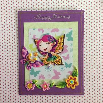 'Happy Happy To You' Purple Birthday Card with Fairy