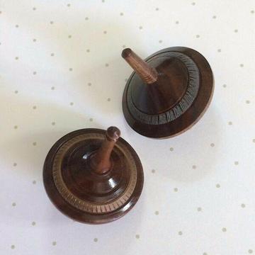 A Couple of 'Argentea' Hand Turned Spinning Tops Items A 096
