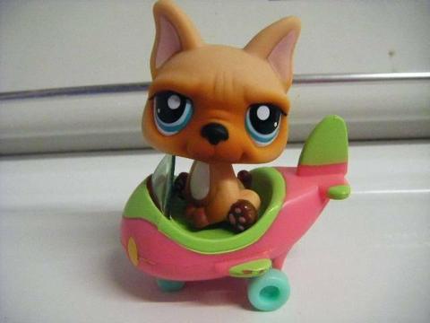 LITTLEST PET SHOP-#1847 FRENCH BULLDOG WITH PLANE