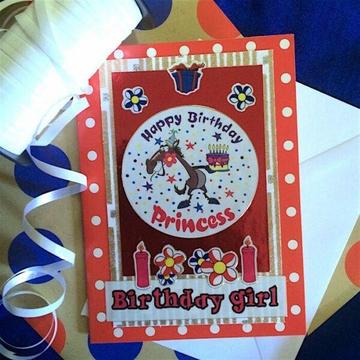 'Happy Birthday Princess' Red Birthday Card for a Girl