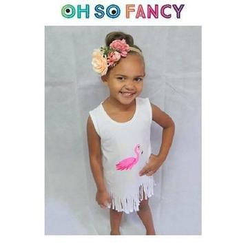 Let's Flamingle Pink Flamingo Tassel Girls Toddler Dress