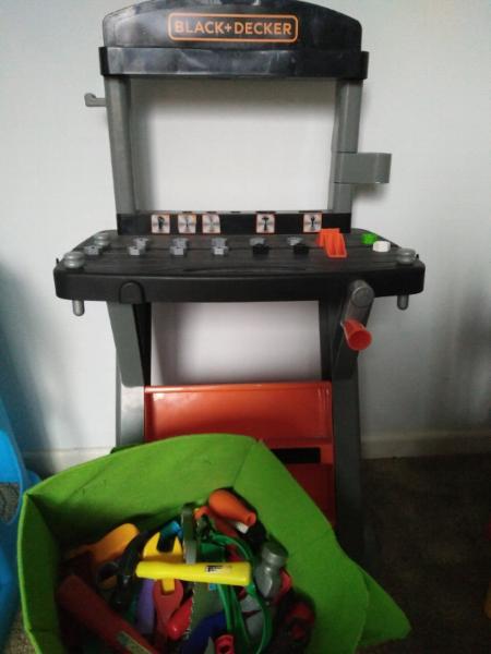 Black & Decker Workbench and box of tools