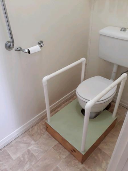 Toilet step with hand rails for children (disability equipment)