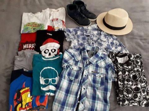Boys clothing (size 10-12), Hat & Shoes (size 5)