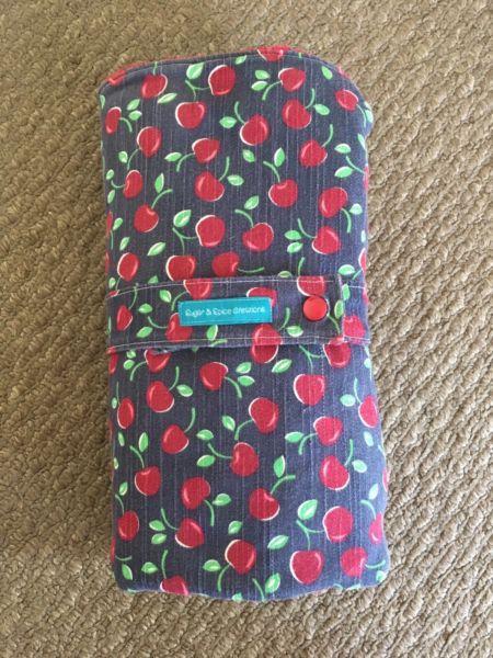 Roll up travel change mat with wipes case and waterproof bag