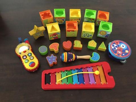 Musical instruments and shape blocks