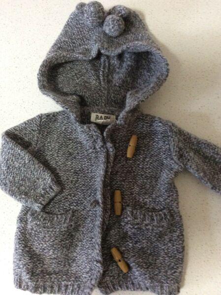 Cotton On Baby Marle grey cardigan with toggles 0-3 month