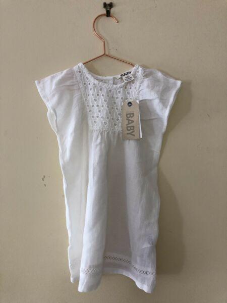 BNWT baby girl white Cotton On dress size 6-12 months